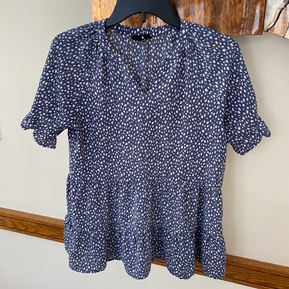 heyson Tops - HEYSON blue floral wrap style raglan sleeve peplum top